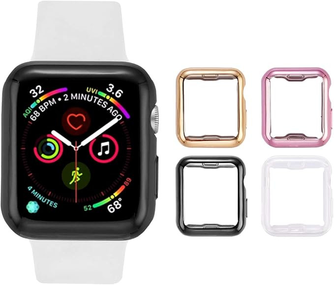 Tranesca 4 Pack Apple Watch Case 40mm with Built-in HD Clear Ultra-Thin TPU Screen Protector Cove... | Amazon (US)