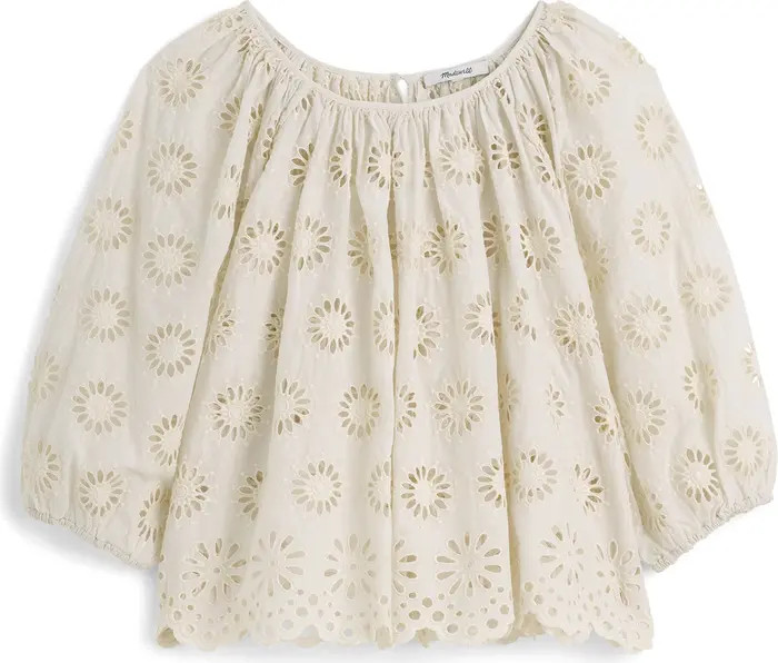 Embroidered Shirred Puff Sleeve Top | Nordstrom Rack