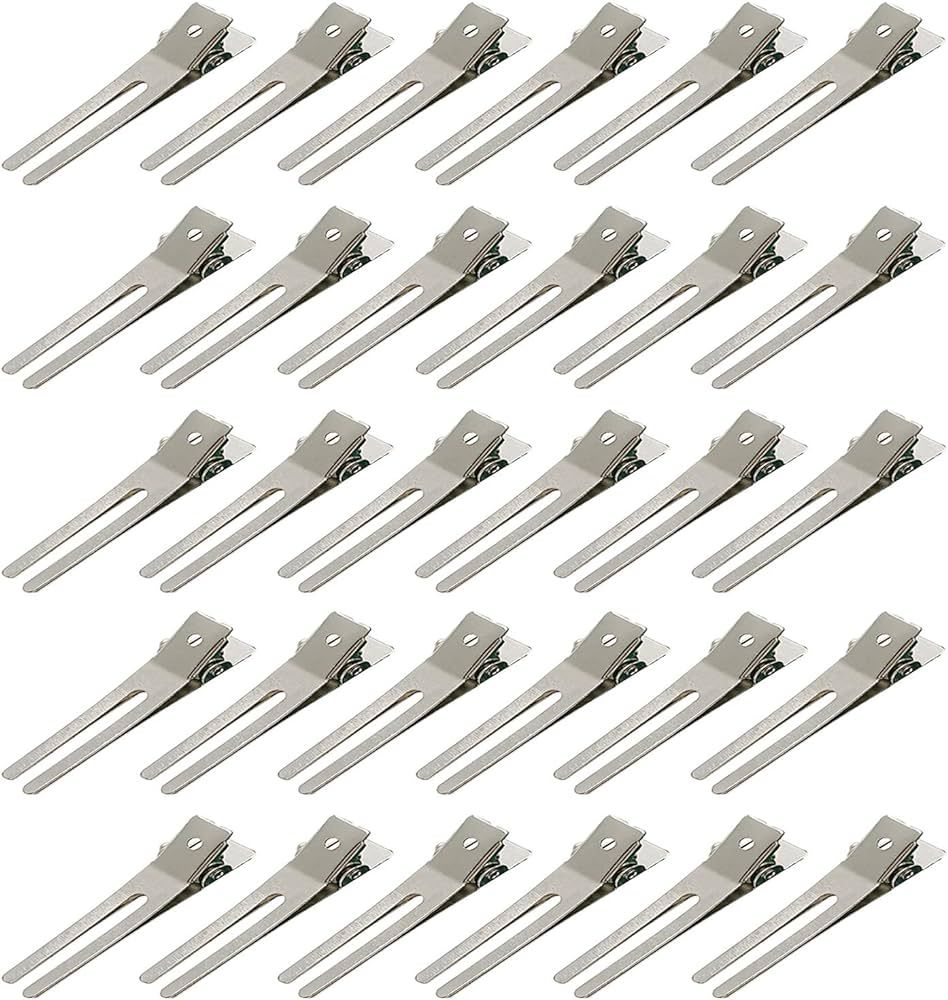 30 Pcs Hairdressing Double Prong Curl Clips 1.8" Curl Setting Section Hair Clips for Hair Bow Gre... | Amazon (US)