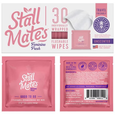 Stall Mates Feminine Fresh: 30 on-the-go flushable wipe singles (PH-Balanced) | Target