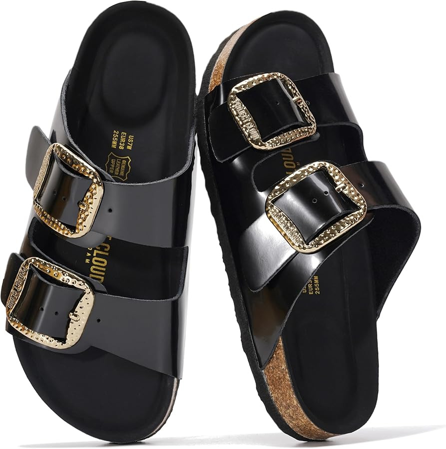 Project Cloud 100% Genuine Leather Flat Sandals for Women 2026 Comfortable Beach Essentials Women... | Amazon (US)