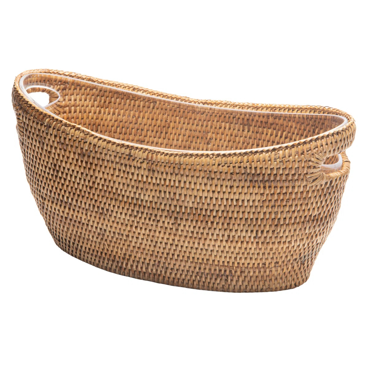 La Jolla Oblong Acrylic BBQ Beer and Softdrink Bucket in Rattan Basket, Honey-Brown | Wayfair North America
