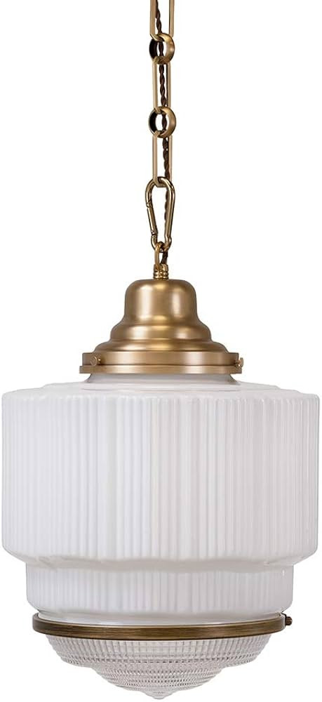 The Dean Art Deco Polished Brass Opal Schoolhouse Kitchen Island Pendant Light | Amazon (UK)