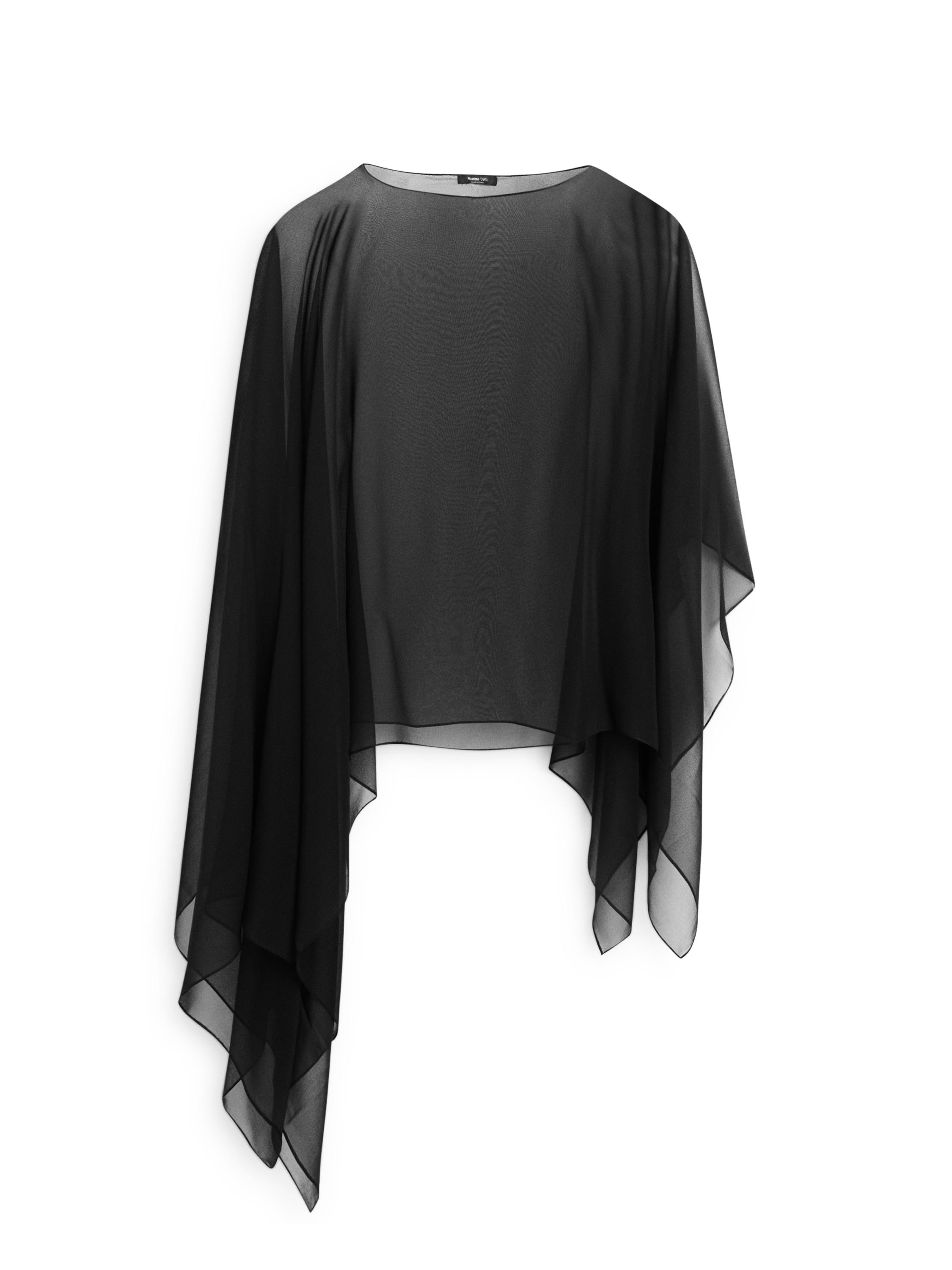 Asymmetric cut silk cape | Massimo Dutti UK