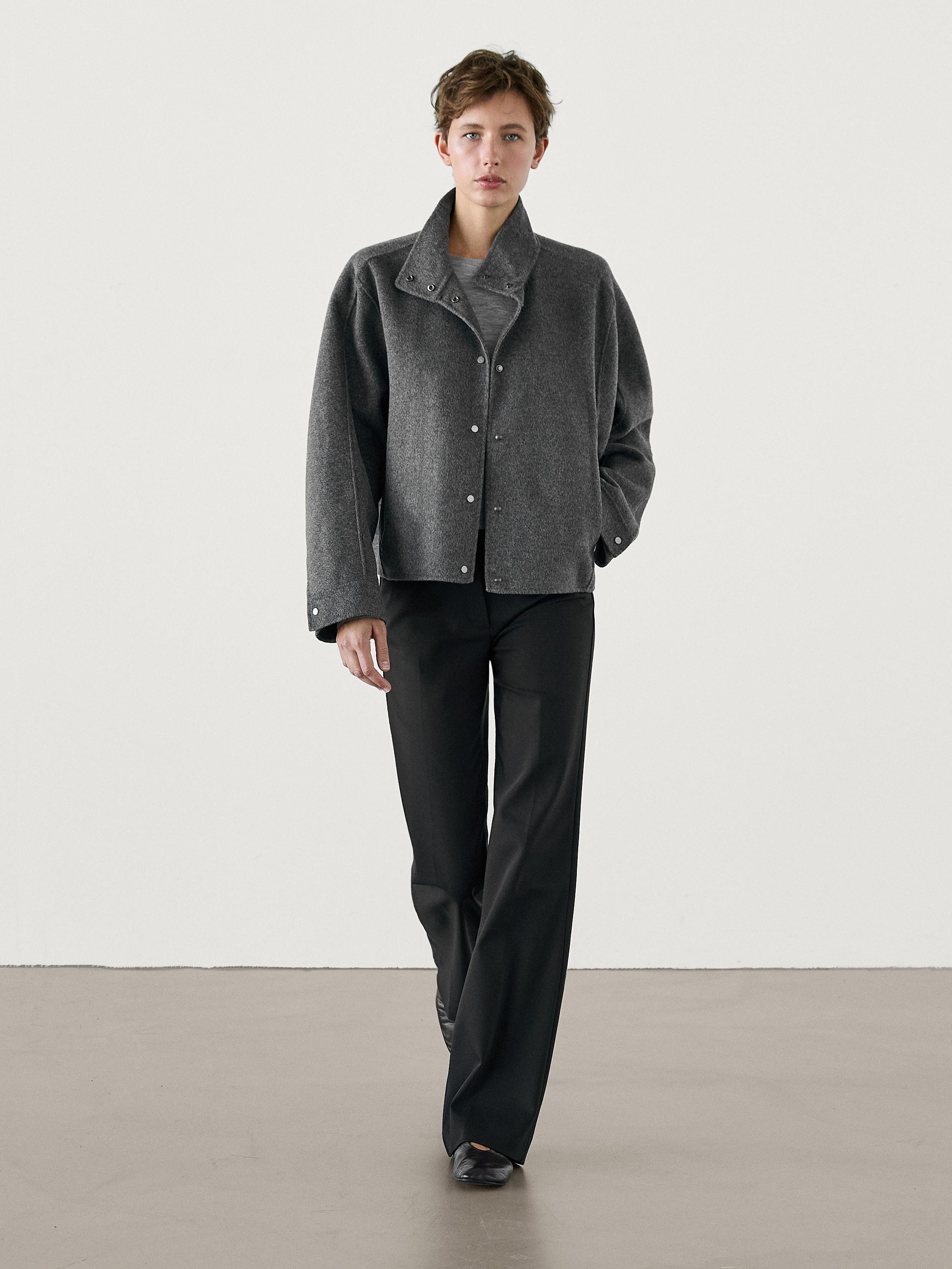 Wool blend high neck jacket | Massimo Dutti UK