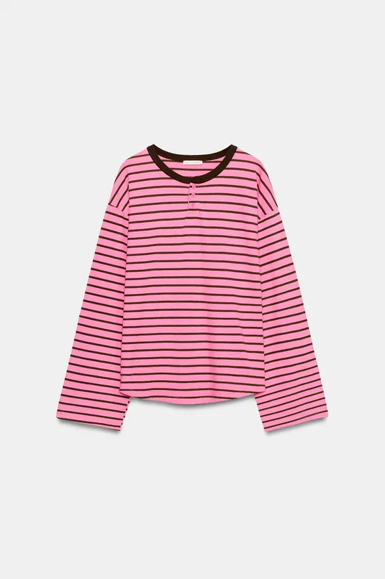 STRIPED HENLEY T-SHIRT | Zara UK