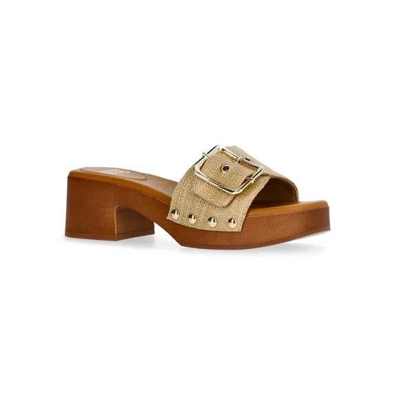Madden NYC Women's Clog Heel Sandals, Raffia | Walmart (US)