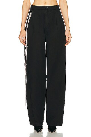DARKPARK Phebe Crystal Chain Adorned Wide Leg Pant in Black | FWRD 