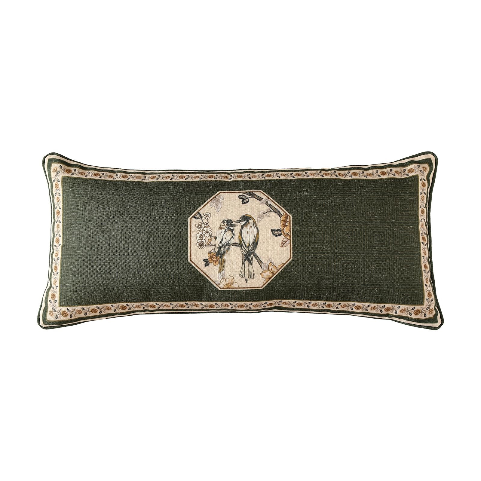 Design Linen Chinoiserie Lumbar Throw Pillow Covers 12"x28", Farmhouse Cushion Covers with Yellow Floral Birds Pattern Decoration Pillowcases for Bed,Living Room,Outdoor,Car | Amazon (US)