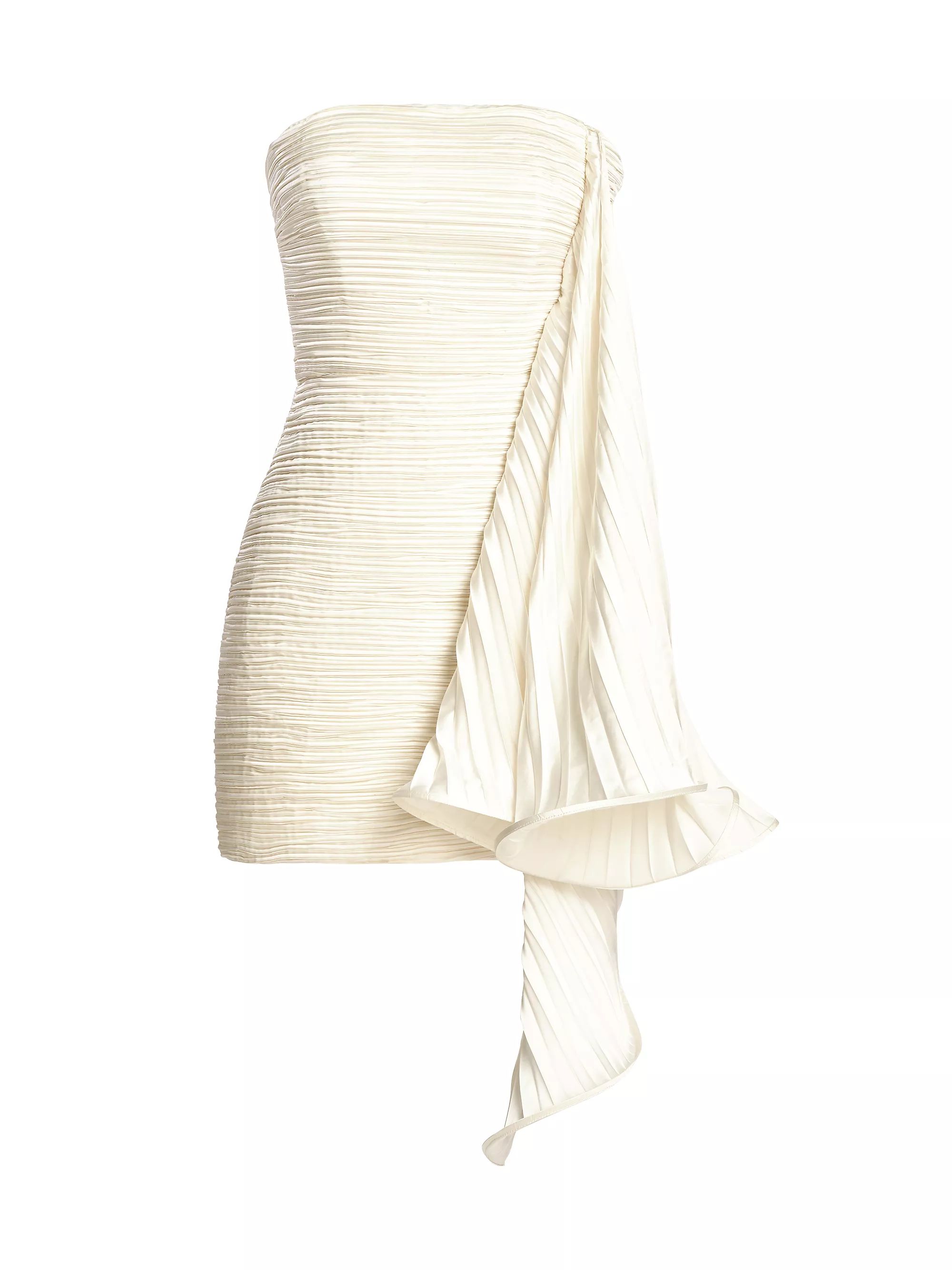 Pleated Ruffle Satin Strapless Mini Dress | Saks Fifth Avenue