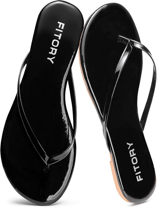 FITORY Women’s Fashion Flip Flops Comfortable Leather Summer Beach Thong Walking Sandals on Ind... | Amazon (US)