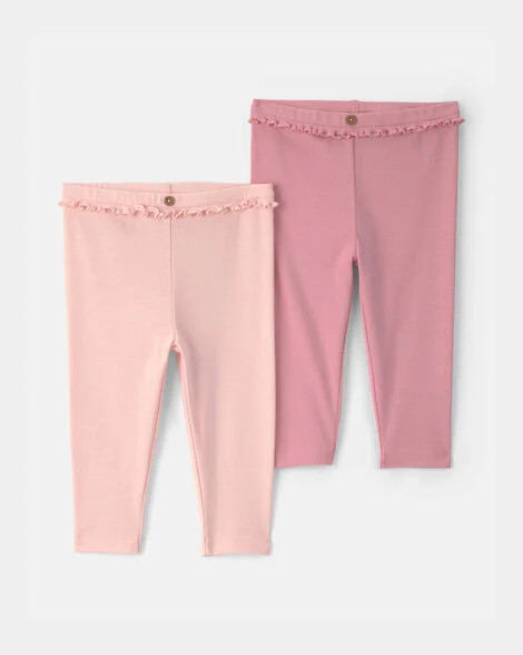 Baby Girl 2-Pack Cotton Pants - Pink | Carter's | Carter's Inc