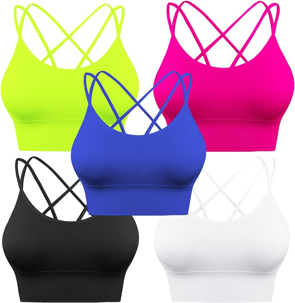 Sykooria 3 Pack Strappy Sports Bra for Women Sexy Crisscross for Yoga Running Athletic Gym Workou... | Amazon (US)