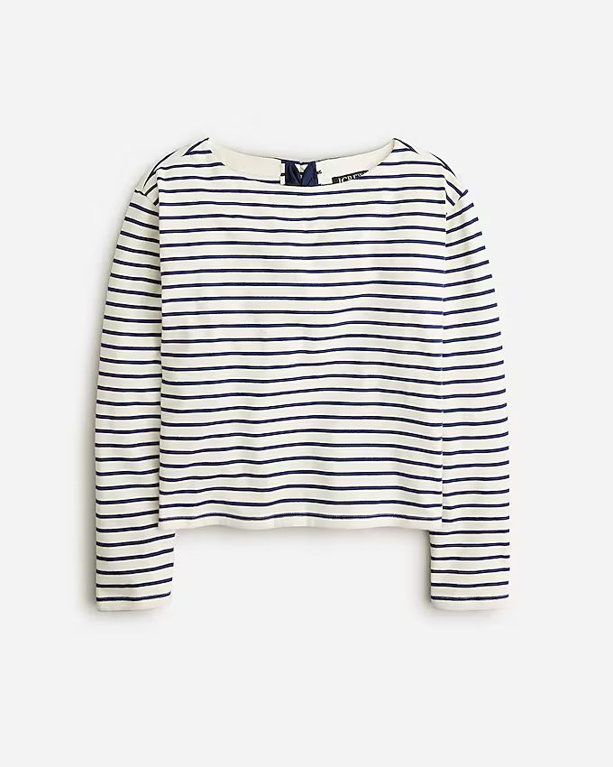 Boatneck T-shirt with bows in stripe mariner cotton | J.Crew US