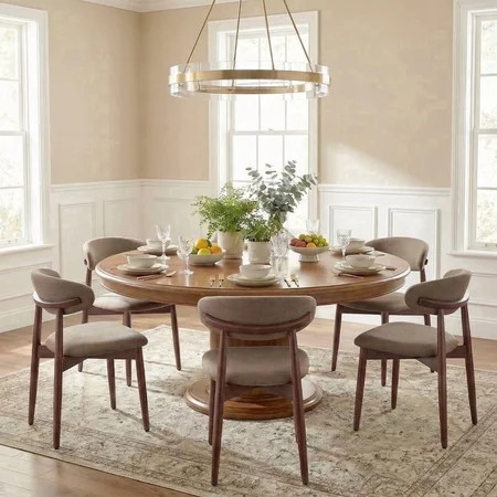 COLAMY NOYA Mid-Century Wooden Dining Chair Set of 6, Upholestered Kitchen Dining Chairs with Padded Seat, Modern Side Dining Chair for Dining Room & Kitchen, Camel | Walmart (US)