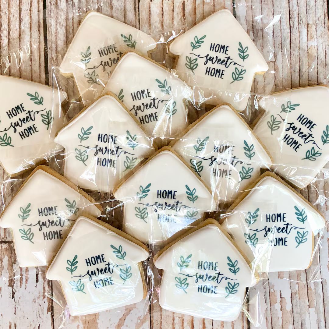 1 Dozen Home Sweet Home Realtor Decorated House Shaped Sugar Cookies House Warming Cookie Gift - ... | Etsy (US)