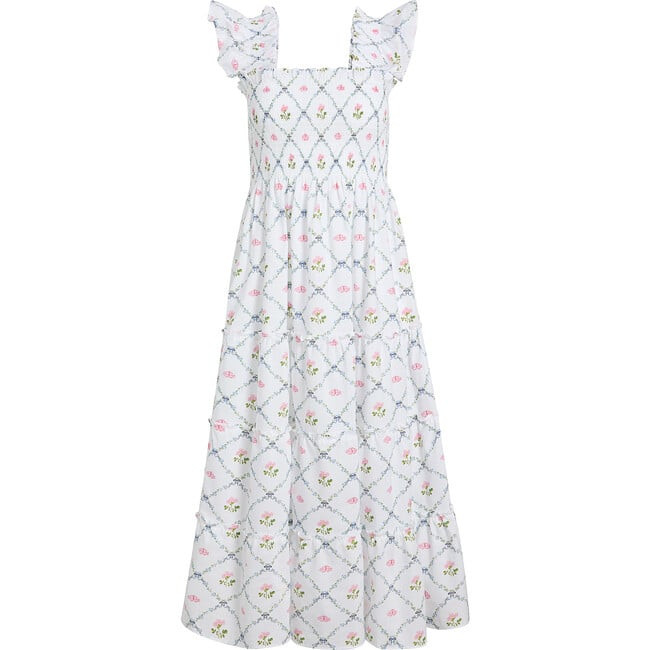 Hill House Home | Women's Ellie Butterfly Trellis Print Nap Dress, (White, Size 2X-Small) | Maisonette | Maisonette