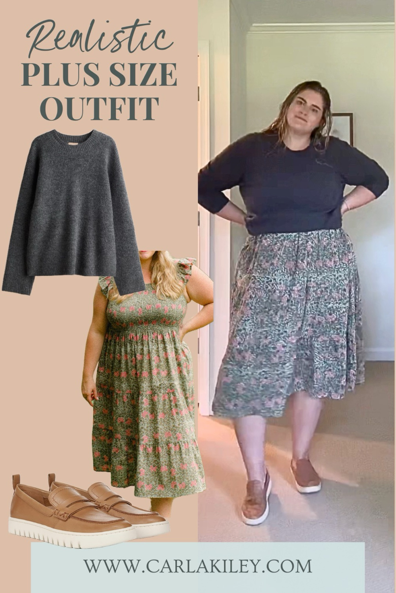 This plus size outfit is perfect for fall! I'm wearing a gorgeous Carla Kiley Collection dress (not yet on LTK!) layered with a cozy H&M sweater and paired with super comfy Vionic shoes. It’s the ideal mix of style and comfort for the cooler months.  #PlusSizeFashion #FallOOTD #CurvyStyle #CarlaKileyCollection #VionicShoes #LTKCurves

#LTKFallSale #LTKSeasonal #LTKPlusSize