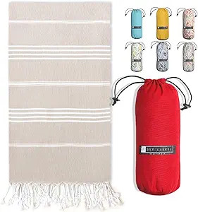 BAY LAUREL Turkish Beach Towel with Travel Bag 39 x 71 Quick Dry Sand Free Lightweight Large Over... | Amazon (US)