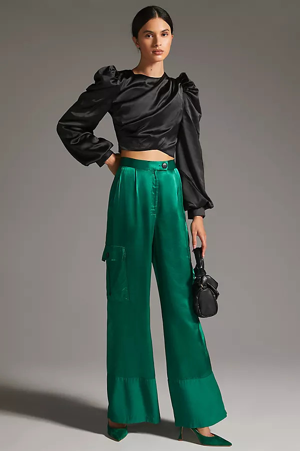 Corey Lynn Calter Satin Cargo Pants | Anthropologie (US)