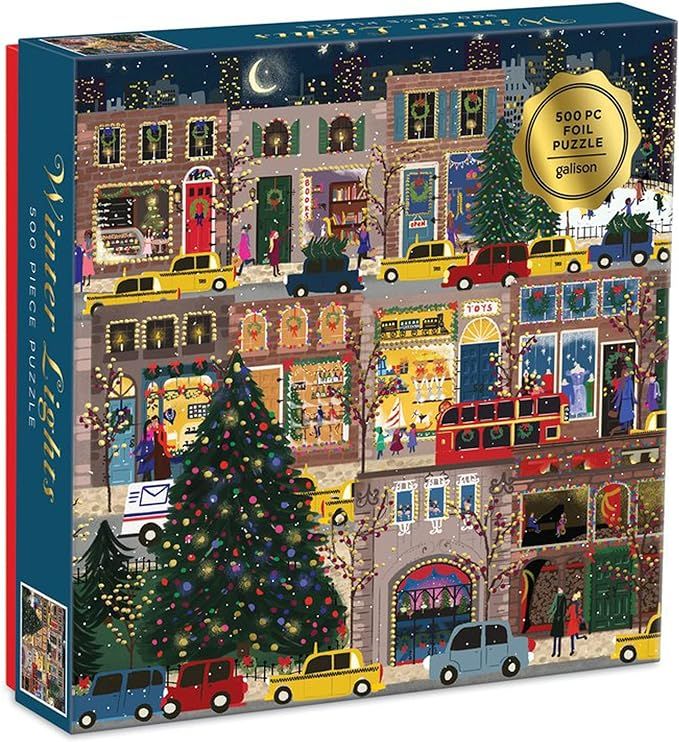Galison Winter Lights Foil Puzzle 500 Pieces – Holiday Jigsaw Puzzle Featuring Festive City Sce... | Amazon (US)