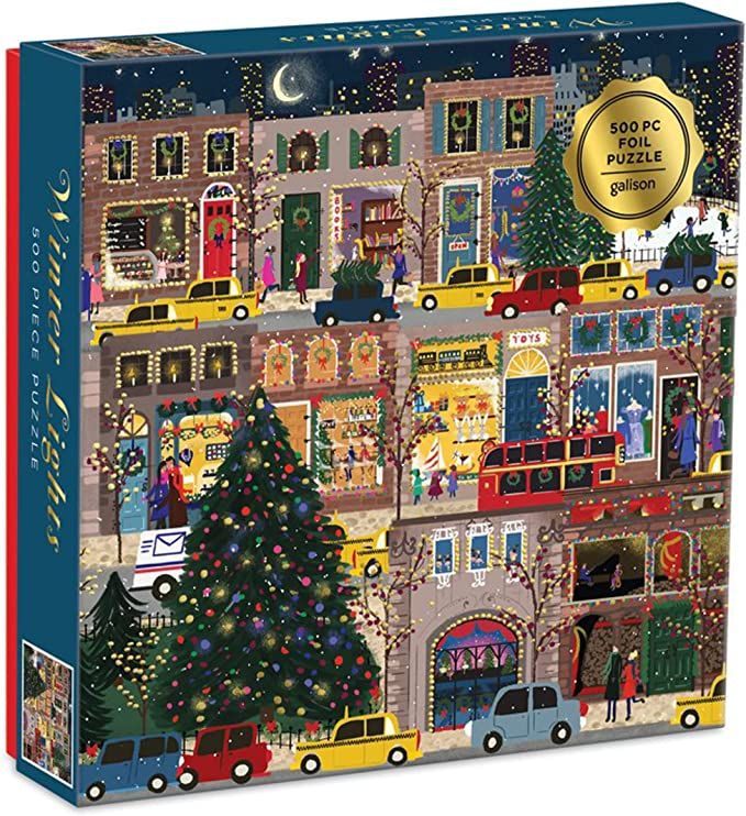 Galison Winter Lights Foil Puzzle, 500 Pieces, 20” x 20” – Holiday Jigsaw Puzzle Featuring ... | Amazon (US)