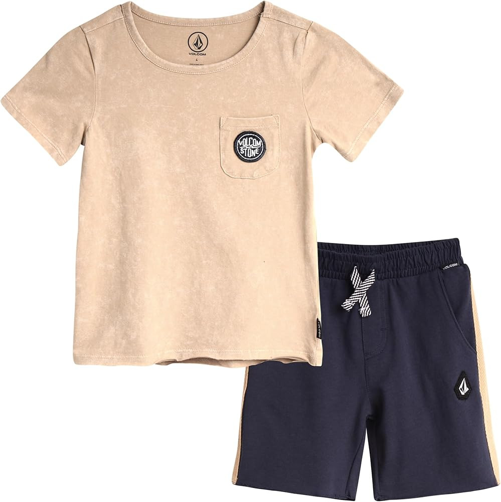 Volcom Boys' Shorts Set - 2 Piece Short Sleeve T-Shirt and French Terry Sweat Shorts - Summer Out... | Amazon (US)