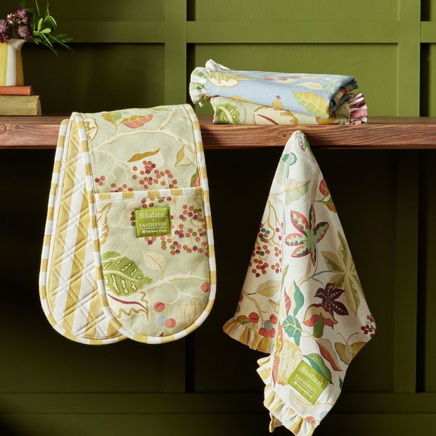 Buy Habitat x Sanderson & National Trust Berries Textile Set | Tea towels, aprons and oven gloves... | Habitat UK