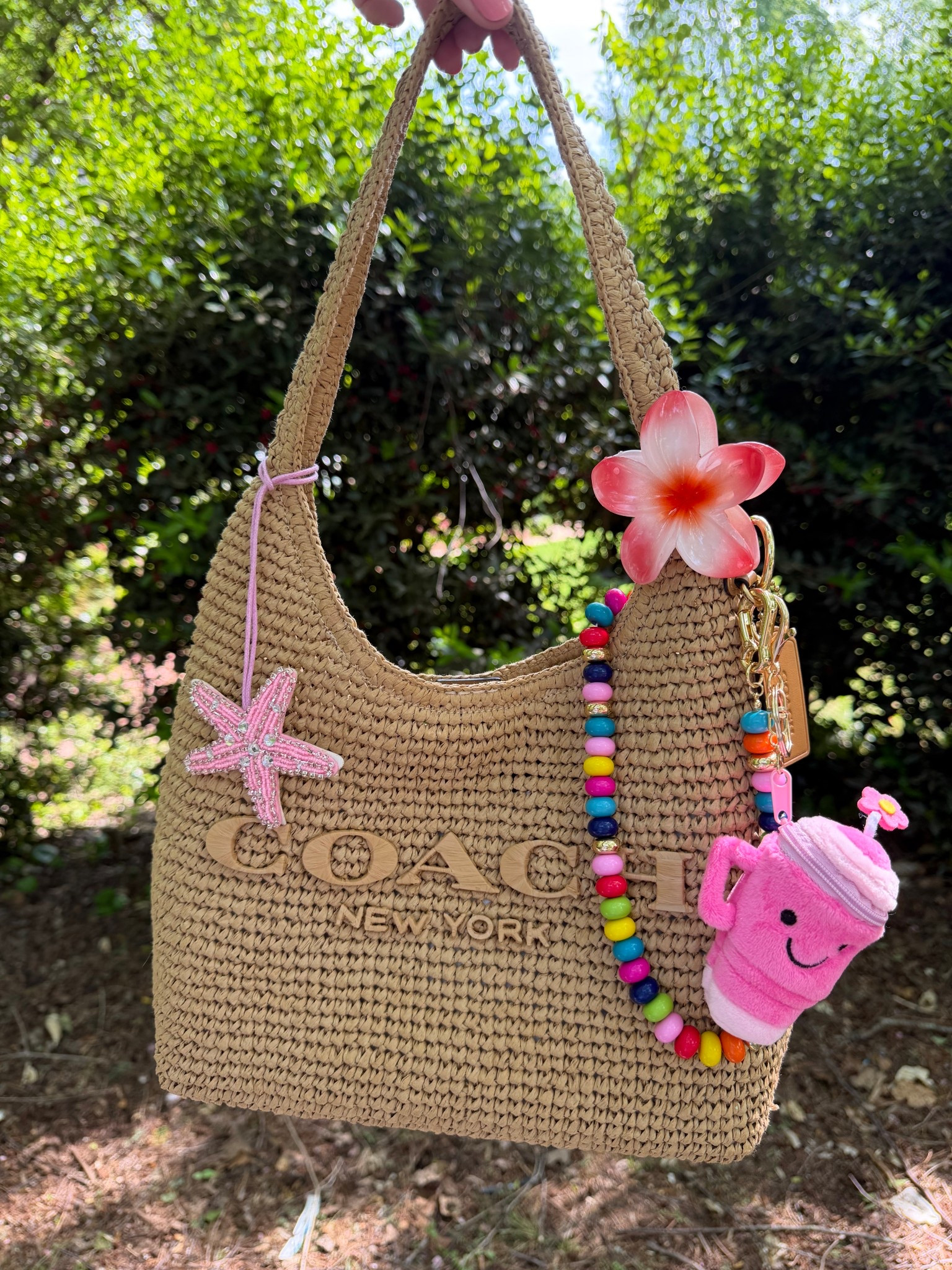 Bag of the day 🌺🐚
Coach Brooklyn 28 in straw
Baublebar beaded chain
Tropical flower claw clip
Beaded starfish bag charm
Stanley cup zipper plush bag charm
Amazon finds
 Coach bag
Beach bag
Summer purse
Summer tote
Vacation bag


#LTKTravel #LTKSwim #LTKFestival