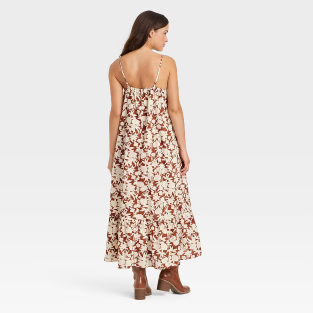 Women's Sleeveless Tiered Dress - Universal Thread™ Brown Floral | Target