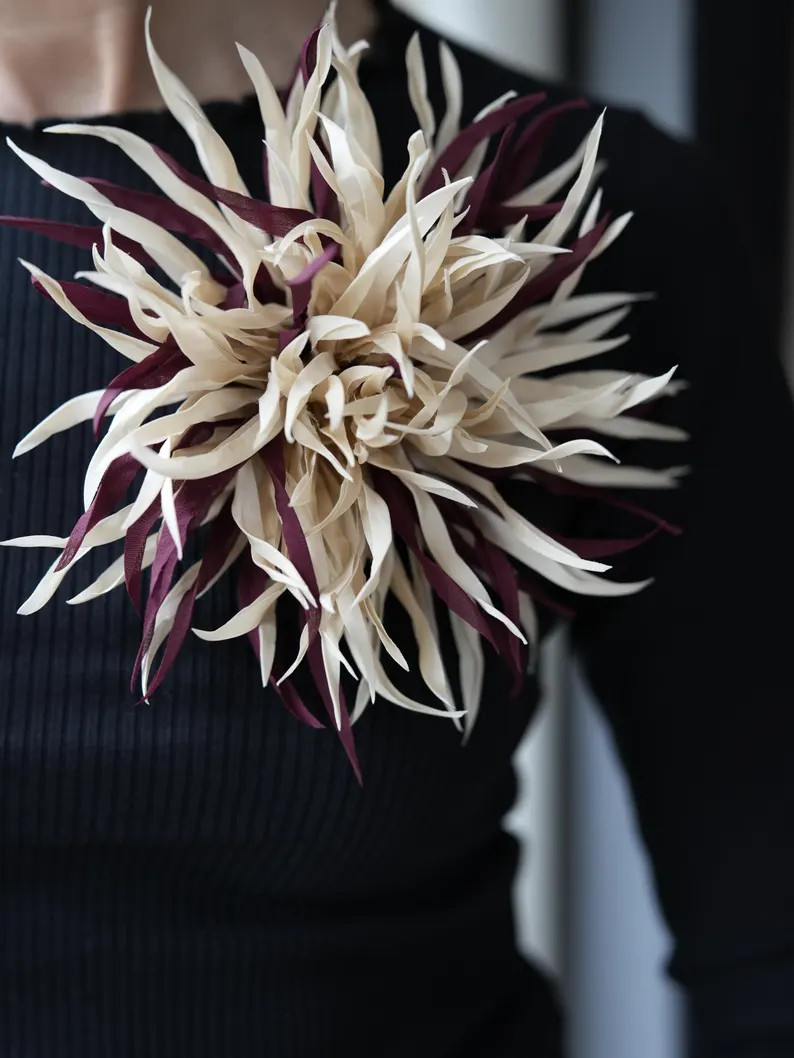 Large Silk Flower Brooch - Chrysanthemum Pin | Etsy (Global)