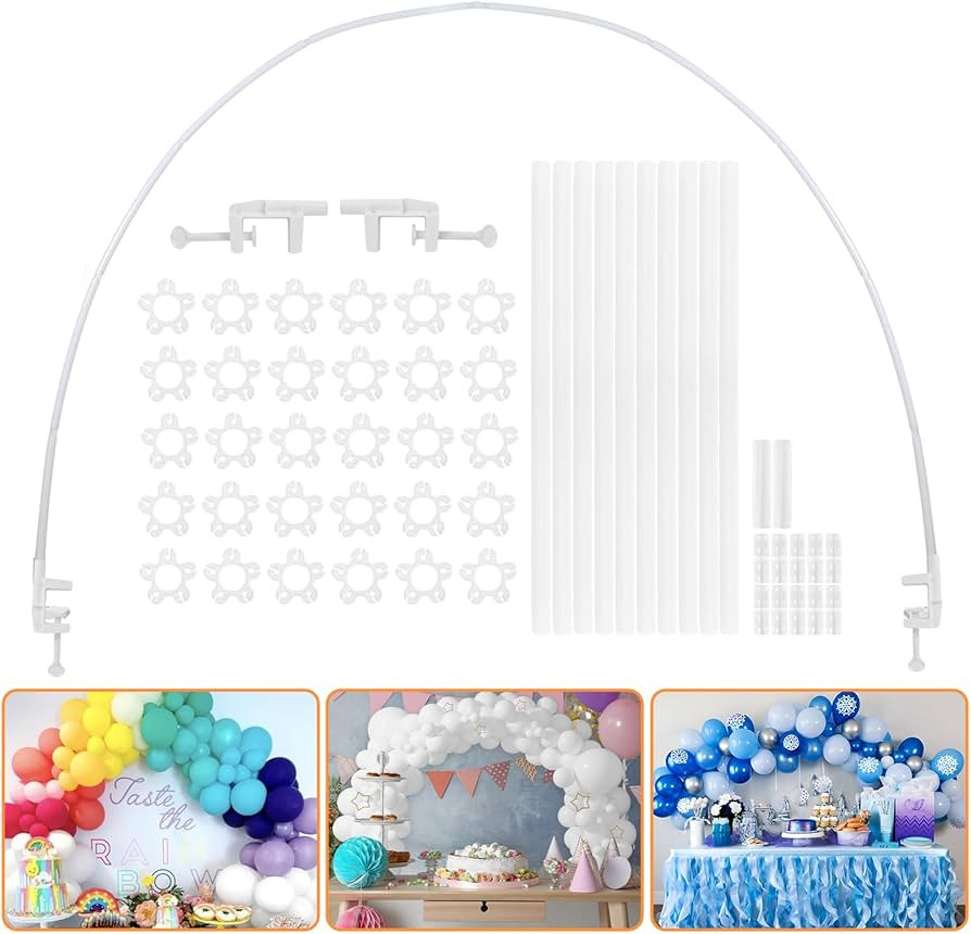 RUBFAC 10ft Table Balloon Arch Kit, White Adjustable Balloon Arch Stand Frame for Different Size ... | Amazon (US)