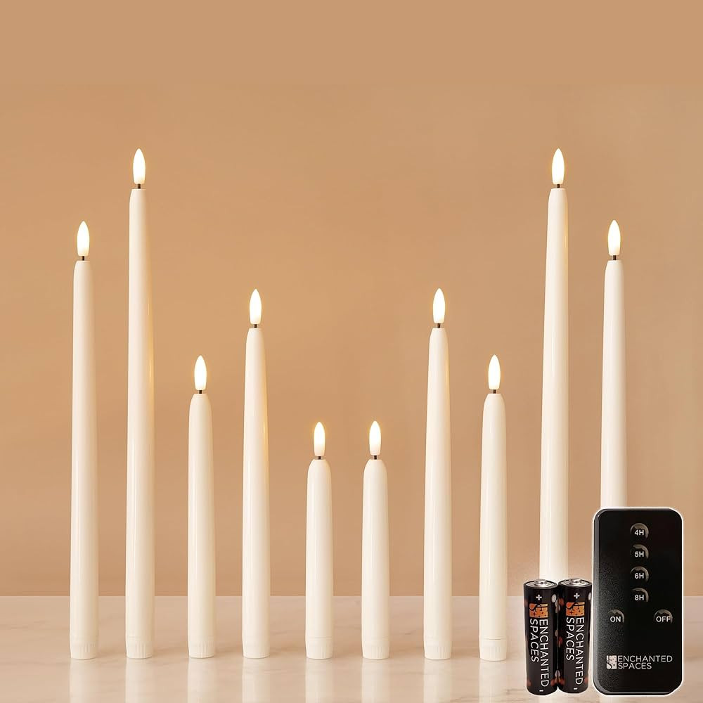 Daily Timer 10 pc Combo Pack of 5 Sizes Flameless LED Ivory Taper Candles, Includes Pairs of 6”... | Amazon (US)