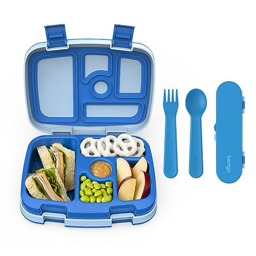Bentgo® Kids Bento-Style 5-Compartment Lunch Box With Kids Reusable Plastic Utensils (Blue) | Amazon (US)