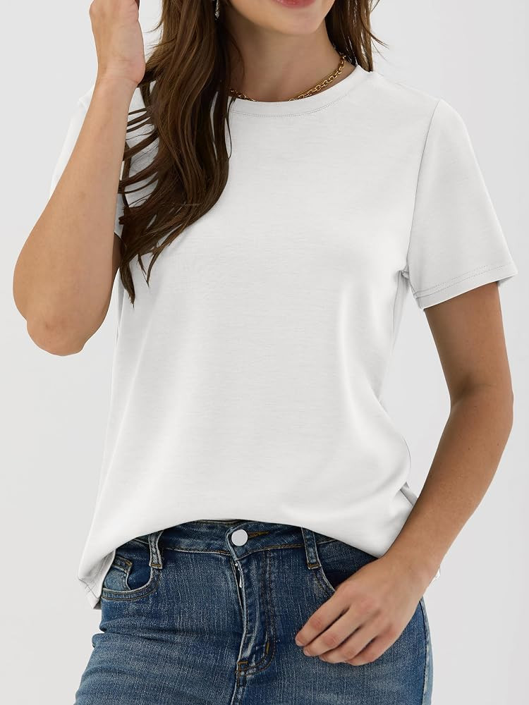 ANRABESS Women Short Sleeve Tops Summer Basic Tee Wrinkle-Free Trendy Cute T Shirts 2026 Spring B... | Amazon (US)