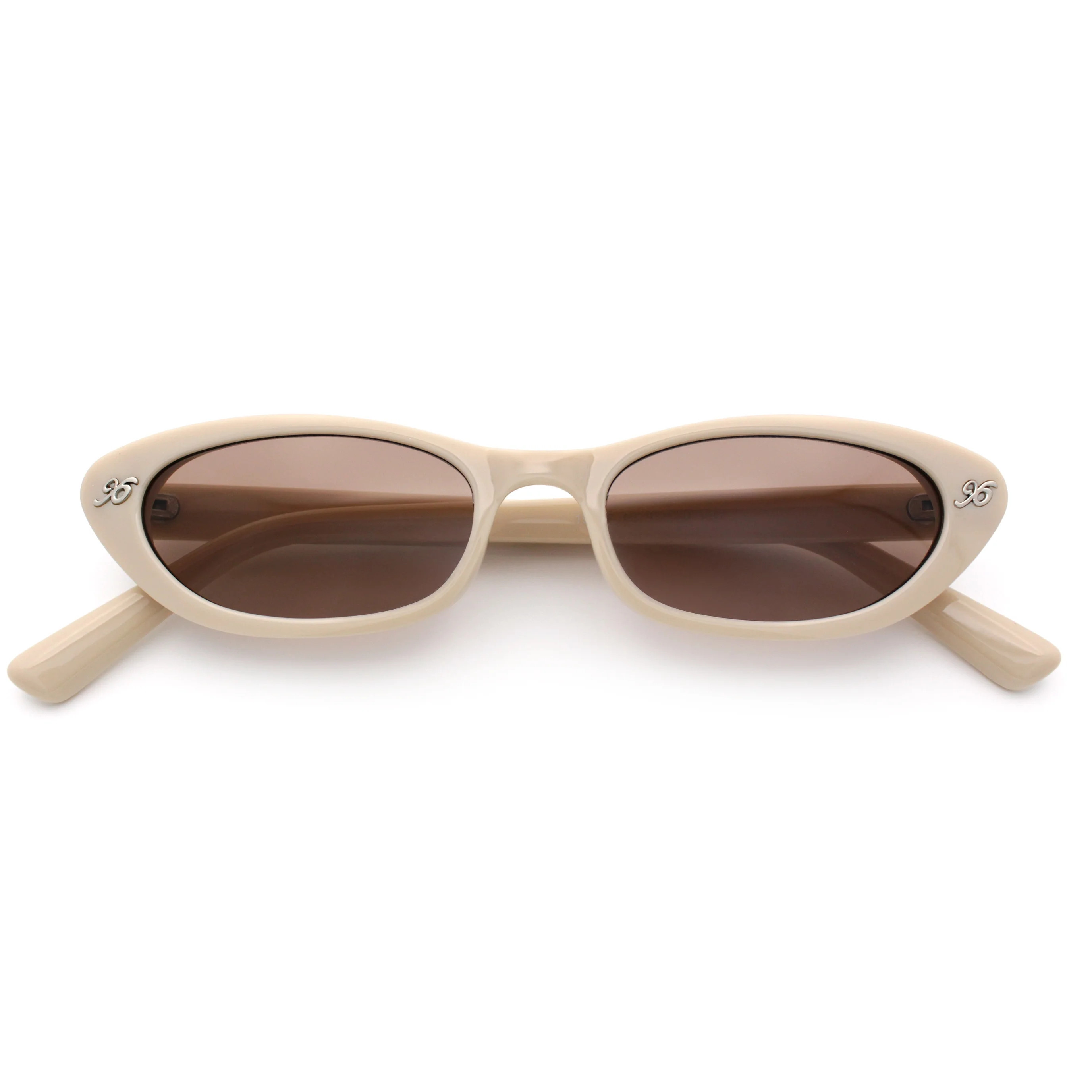 Womens Vintage Vibe Narrow Rectangle Cat Eye Plastic Sunglasses Beige - Brown | Walmart (US)