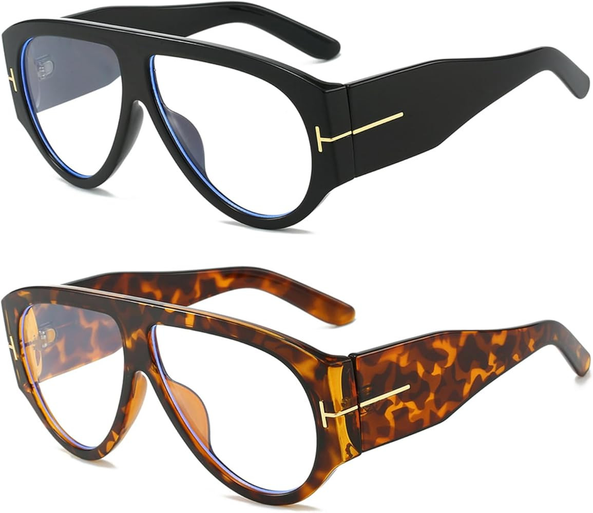 Trendy Oversized Aviator Sunglasses for Women Men Square Thick Frame Large Sun Glasses UV400 Prot... | Amazon (US)