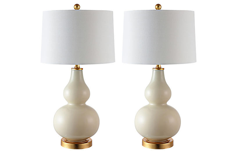 S/2 Addison Table Lamps, Cream | One Kings Lane