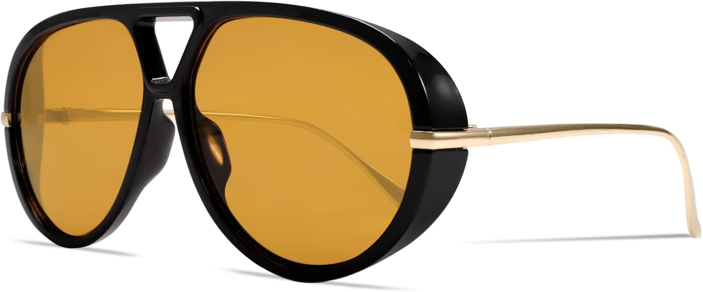 GUVIVI Retro Gold Aviator Sunglasses for Women Men Oversized 70s Glasses | Amazon (US)