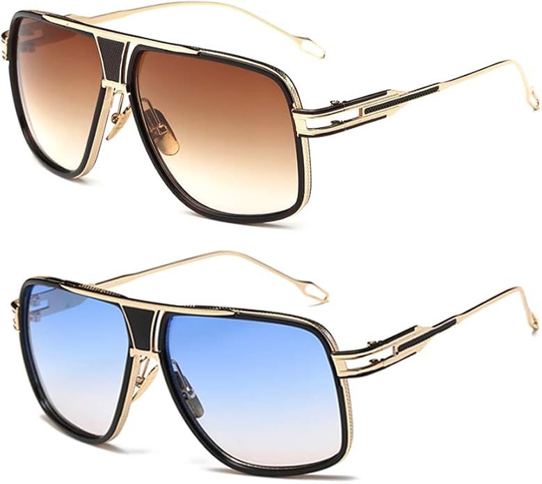 Aviator Sunglasses for Men 100% UV Protection Goggle Alloy Frame with Case | Amazon (US)