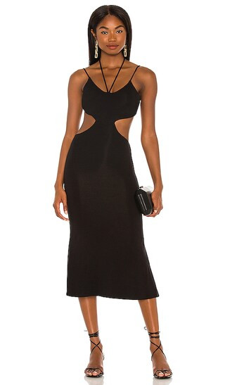 Sarah Midi Dress in Black | Revolve Clothing (Global)