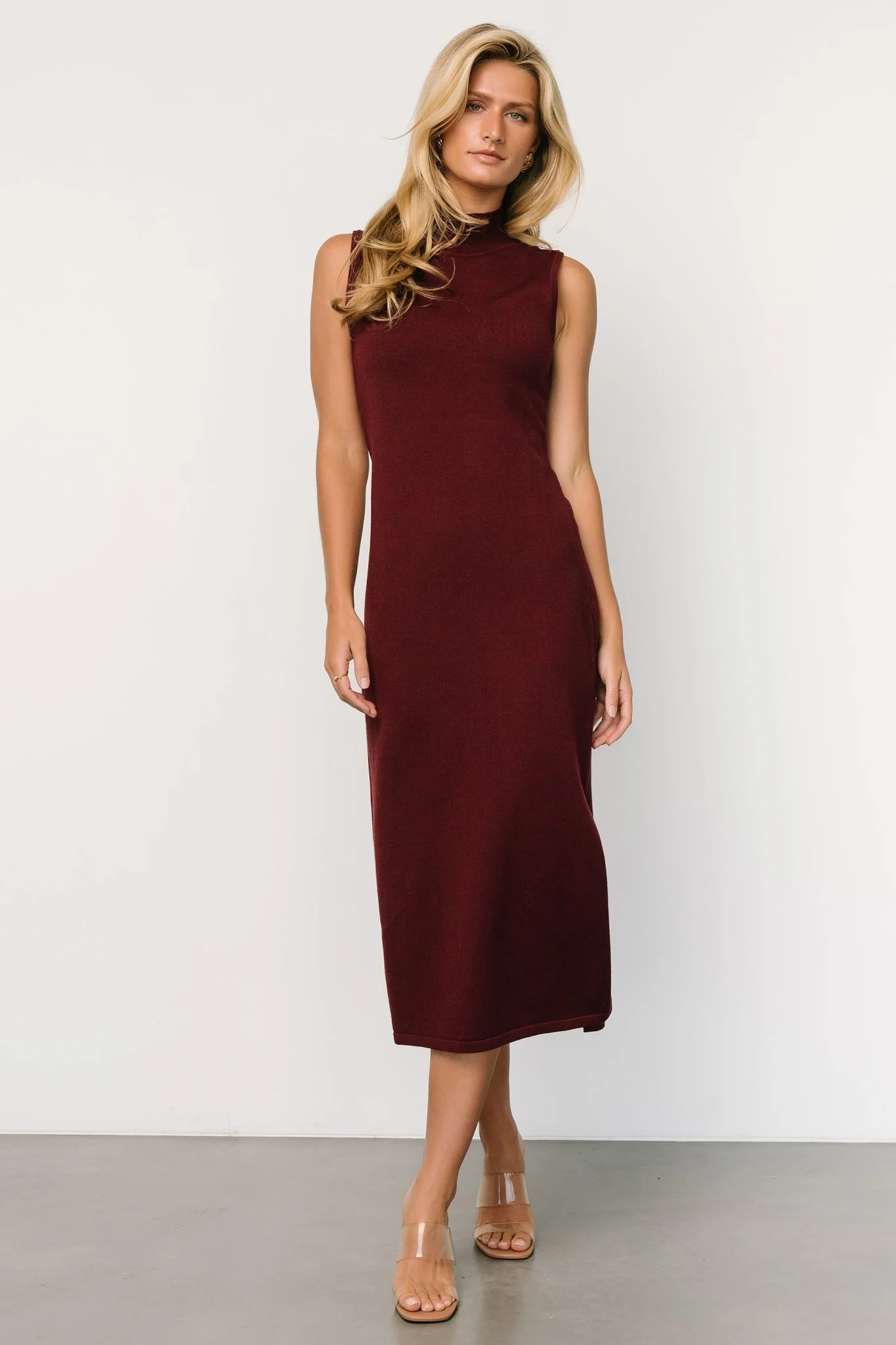 Angelina Mock Neck Tank Dress | Wine | Baltic Born