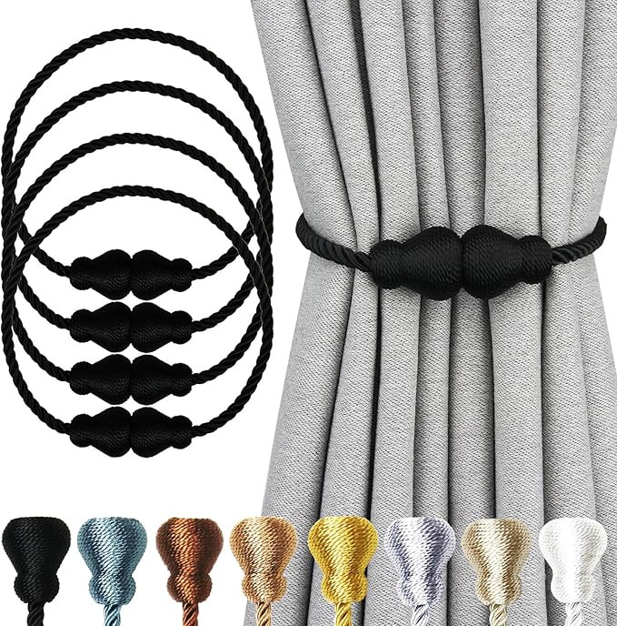 Magnetic Curtain Tiebacks Outdoor Curtain Tie Backs Rope Decorative Magnetic Curtain Holders for ... | Amazon (US)