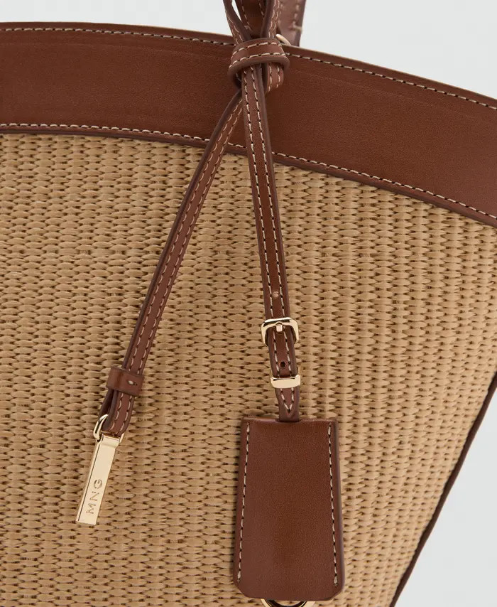 MANGO Contrast Canvas & Faux Leather Shopper Bag | Nordstrom | Nordstrom