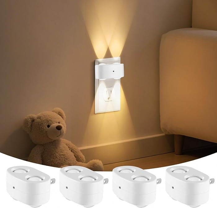 Night Light Plug into Wall, 4 Pack LED Night Lights,Rotatable Plug Night Lights,Dusk to Dawn Ligh... | Amazon (US)