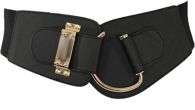 TFJ Women Wide Fashion Belt Hip High Waist Gold Metal Hook Buckle Size XS S M L Xl | Amazon (US)