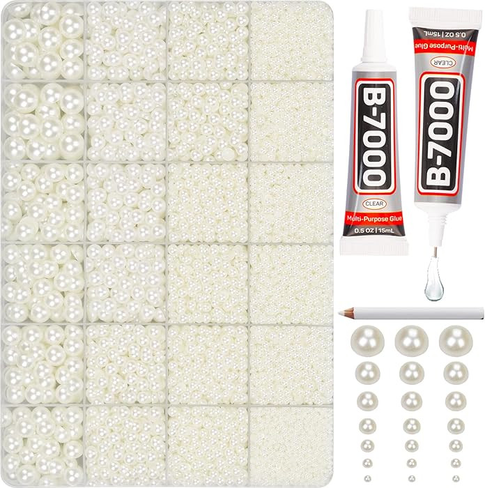 10000Pcs Ivory Flatback Pearls with Glue Kit for Bedazzling Crafts Crafting Shoes Nail Art Decora... | Amazon (US)