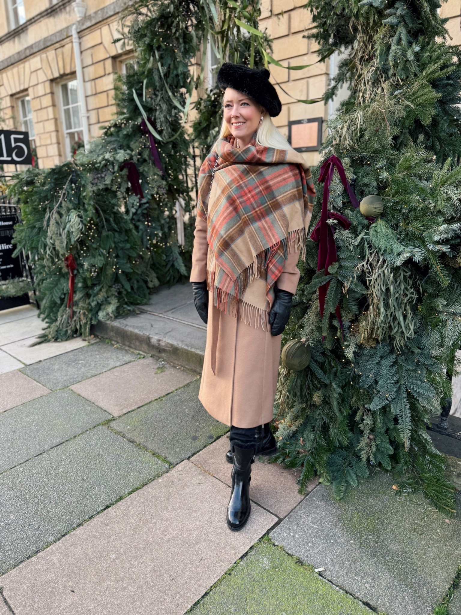 Christmas Camel Outfit - if you’re not sure how to style your camel wool coat for the holidays this glorious large blanket scarf is the perfect accessory! So many items on the product list are on SALE including the LK Bennett Frances Wool Maxi Coat and Jon Richard costume earrings which would be great for a present 🎁 🧥 

wearing:

Frances Camel Wool Belted Wool Coat from the LK Bennett x Ascot collection

Tartan Blanket Scarf in Antique Stewart from Tartan Blanket Co 

Fur lined patent leather Loch boots & black suede Strictly bag from Russell and Bromley

Faux fur beret - vintage Gilly Forge London, I’d had this hat for years & still love it! 

Drop earrings from Jon Richard (gift idea)

Leather faux fur lined mittens from Dents (gift idea)


#LTKfestive #LTKwinter #LTKeurope