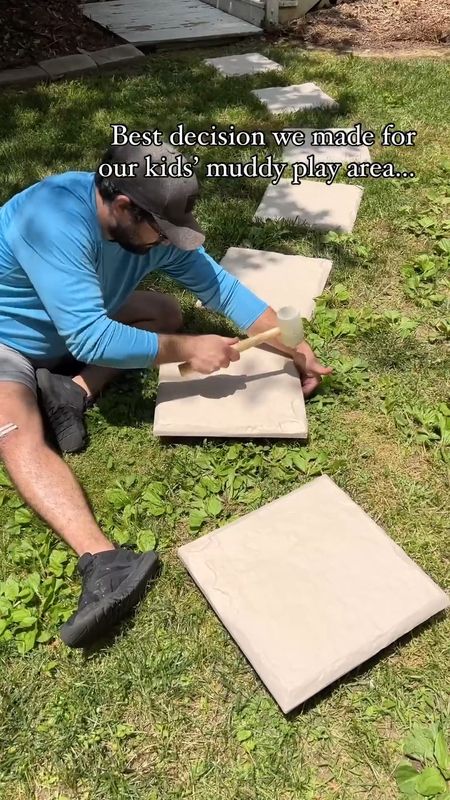 We’ve had this staked resin stepping stones in our backyard for a year, and they’ve been perfect for preventing our kids tracking mud on their trampoline and in the house. 

Lightweight, never shift, and we just use the weed eater around it for maintenance. 

#LTKVideo