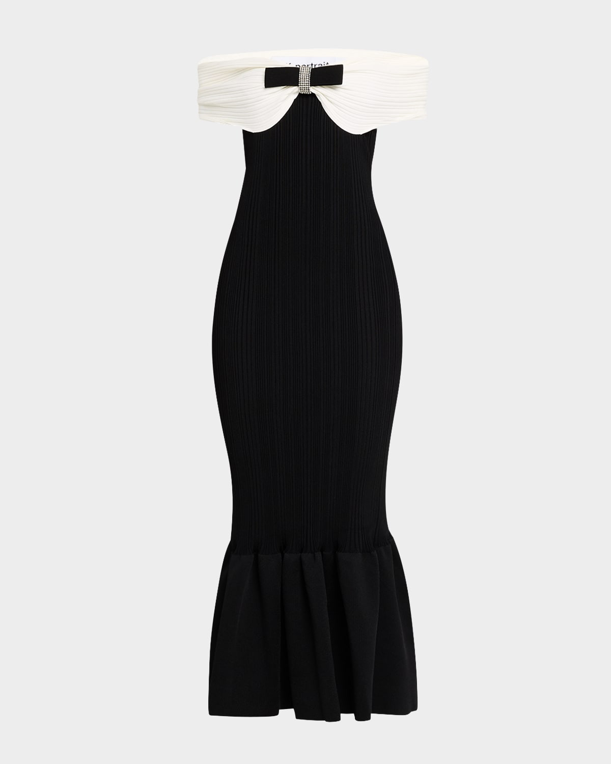 Fluted Knit Bow Midi Dress | Neiman Marcus